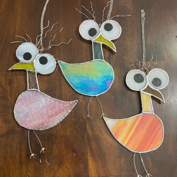 Colorful Stained Glass Bird Art Set